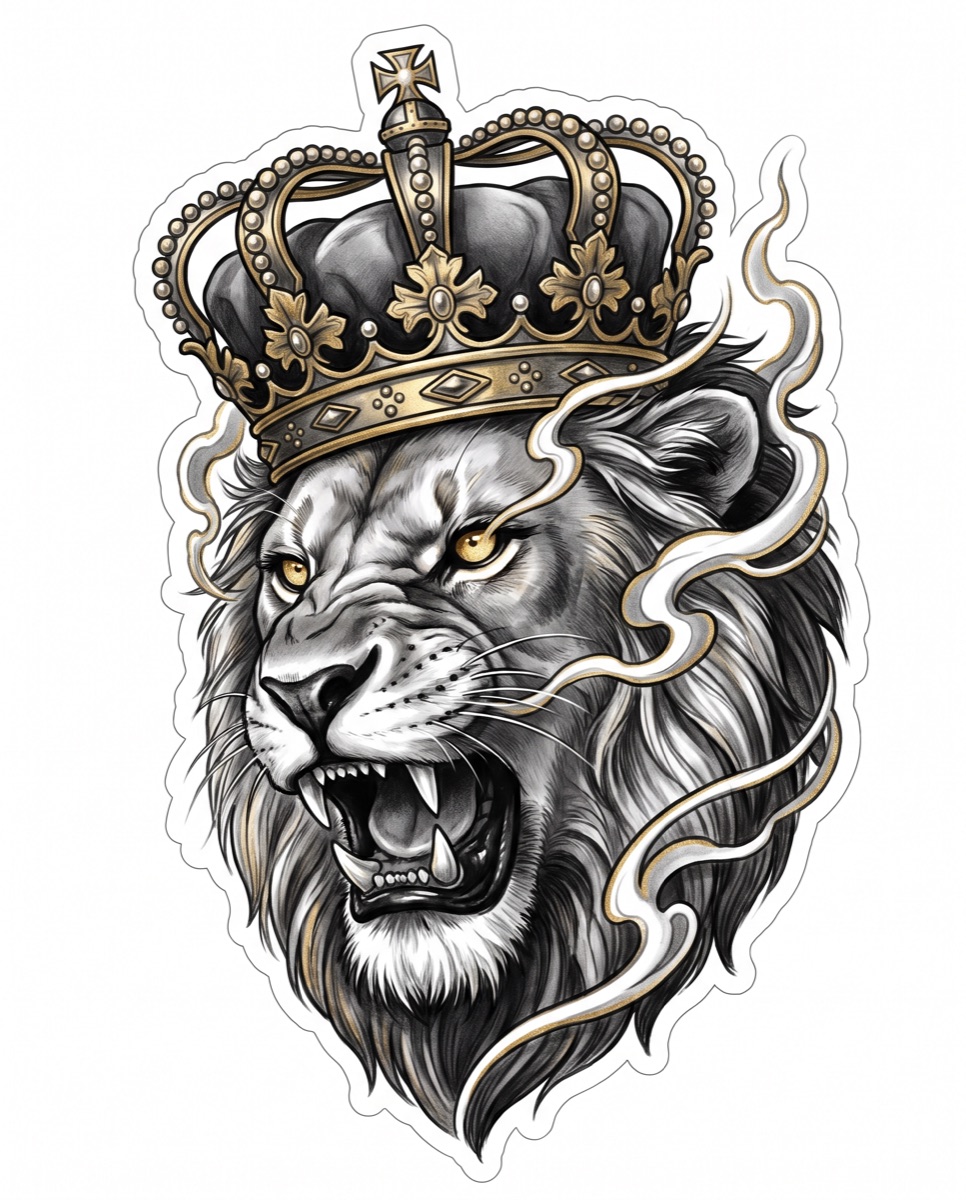 Crowned lion realism concept generated by InkFactory