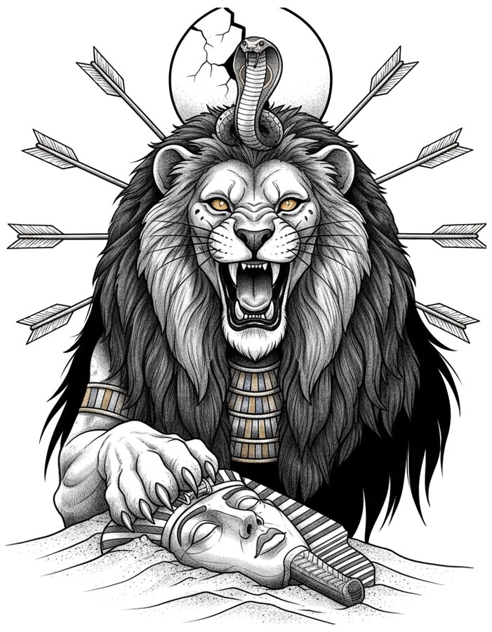 Mythological gods and beasts tattoo concept generated by InkFactory